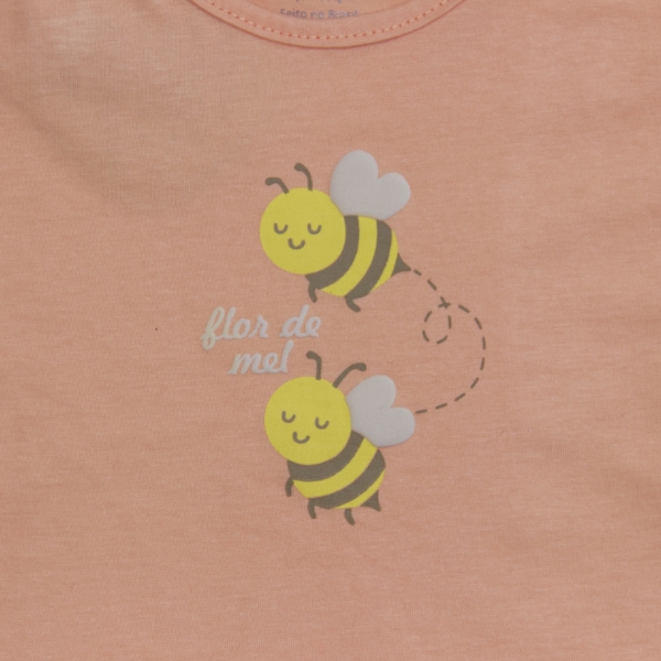 Camiseta Meia Malha Estampa Abelhas
