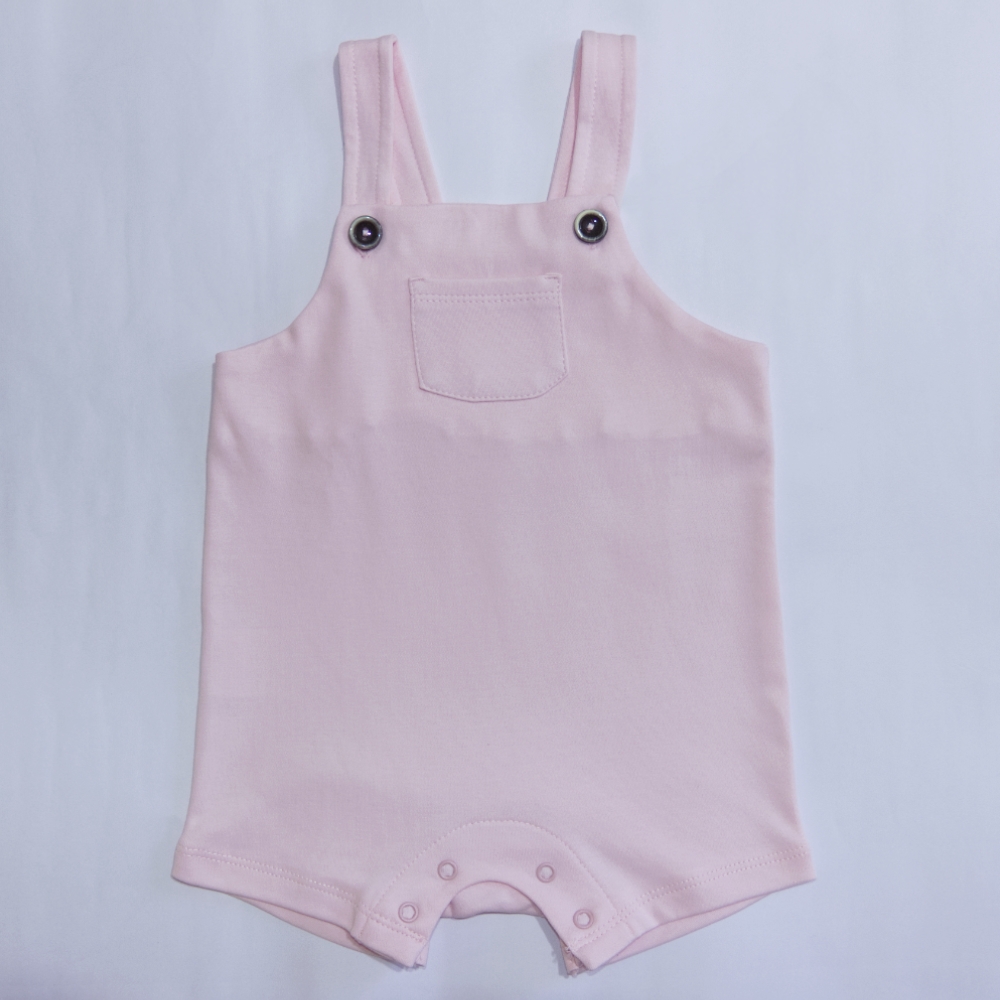 Jardineira unissex com bolso frente - Rosa