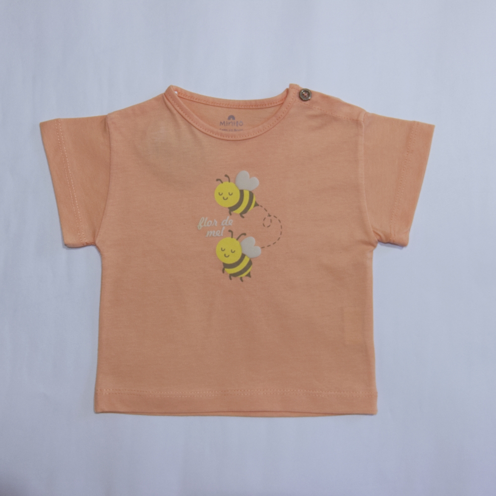Camiseta Meia Malha Estampa Abelhas